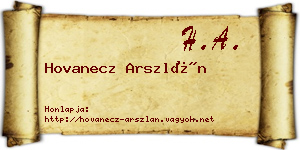 Hovanecz Arszlán névjegykártya